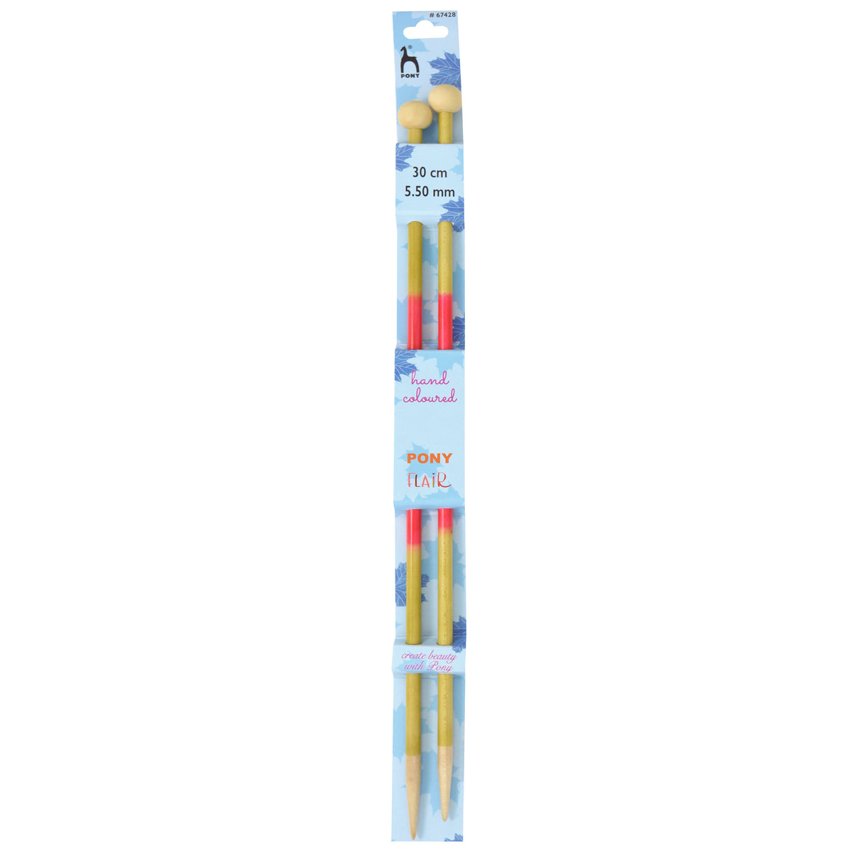 Pair of Pony Flair hand coloured knitting needles, 30cm x 5.5mm