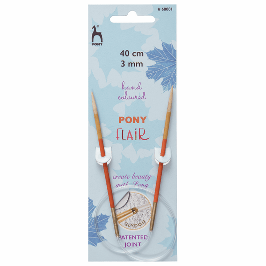 PONY 'Flair' Circular Fixed Hand Coloured Knitting Pins - 40cm x 3.00mm