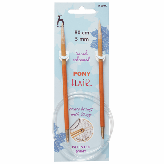 PONY Flair Hand Colored Circular Knitting Pins 80cm