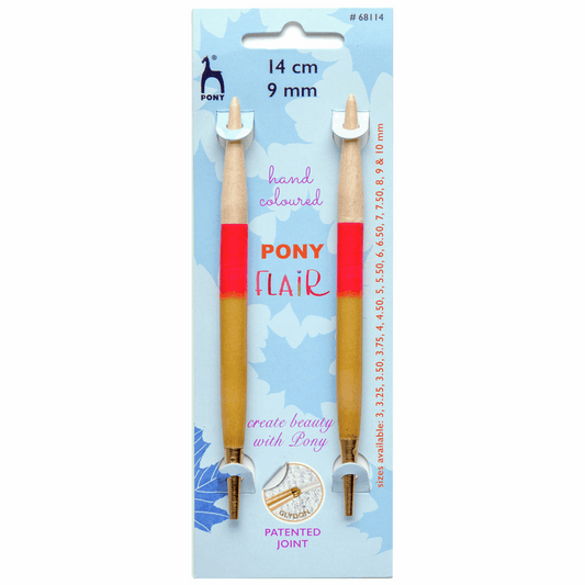 PONY 'Flair' Circular Interchangeable Hand Coloured Knitting Pins - 14cm x 9mm