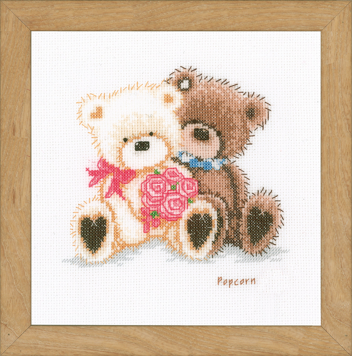 Finished Vervaco Popcorn and Coconut cross stitch design
