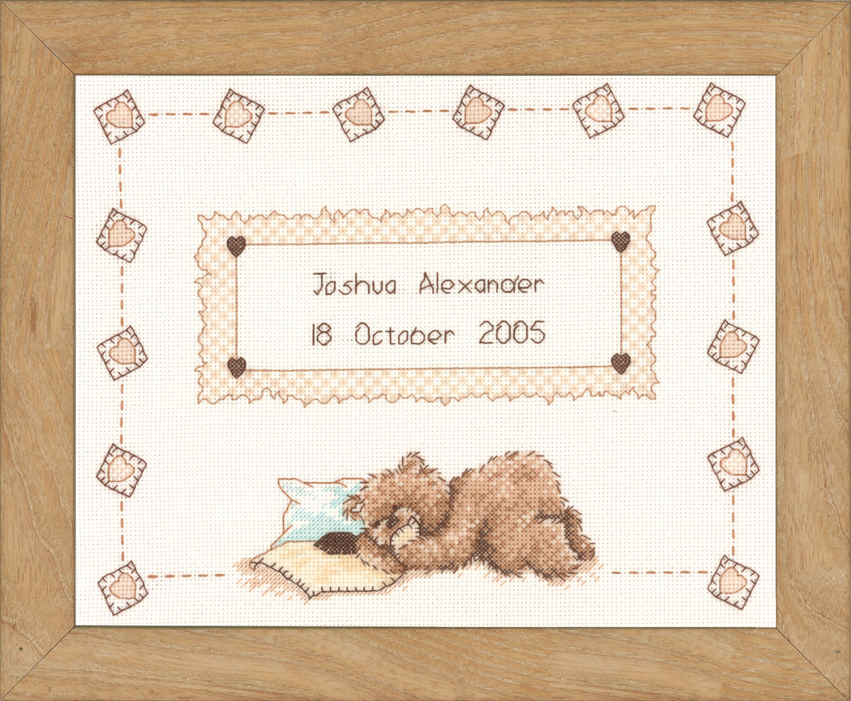 Finished Vervaco Popcorn Sleeps cross stitch design