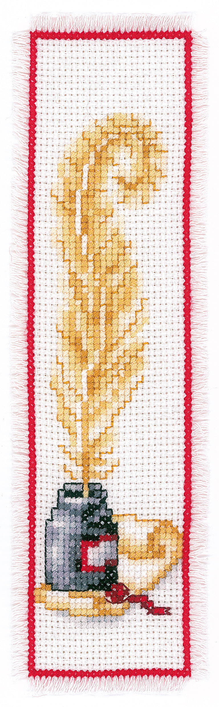 Two finished Vervaco Quill and Ink cross stitch bookmarks