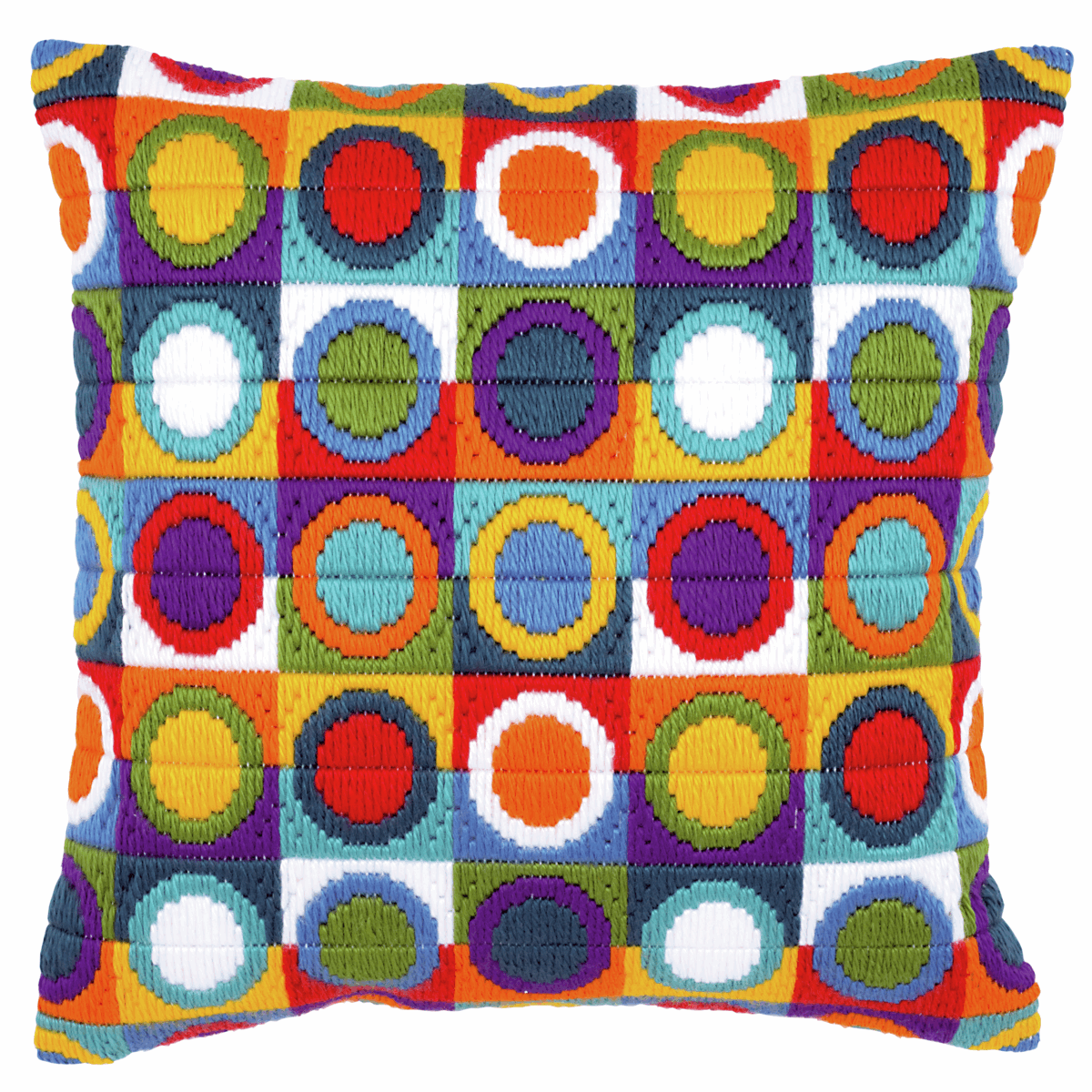 Vervaco Long Stitch Cushion Kit - Colourful Circles