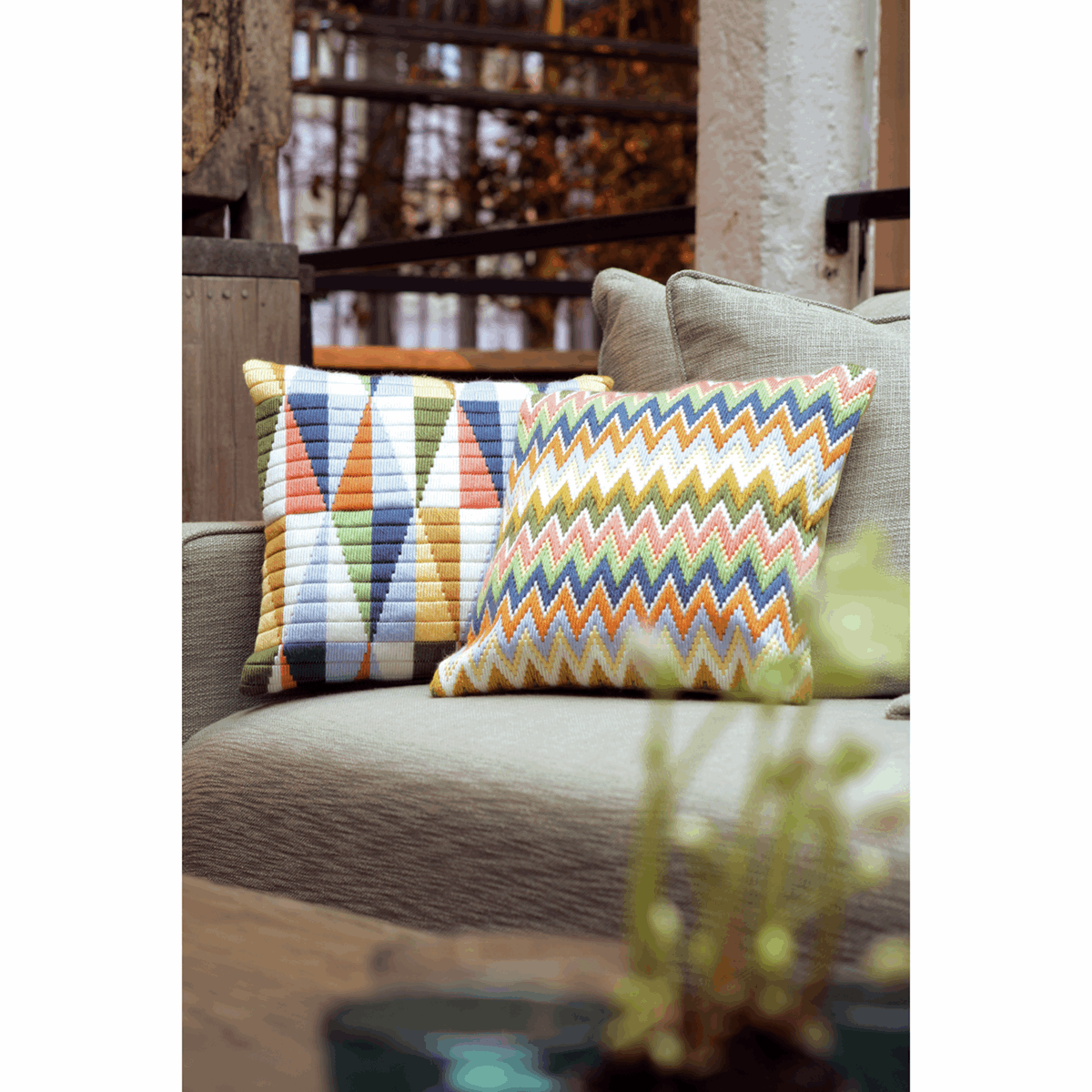 Vervaco Long Stitch Cushion Kit - Triangles