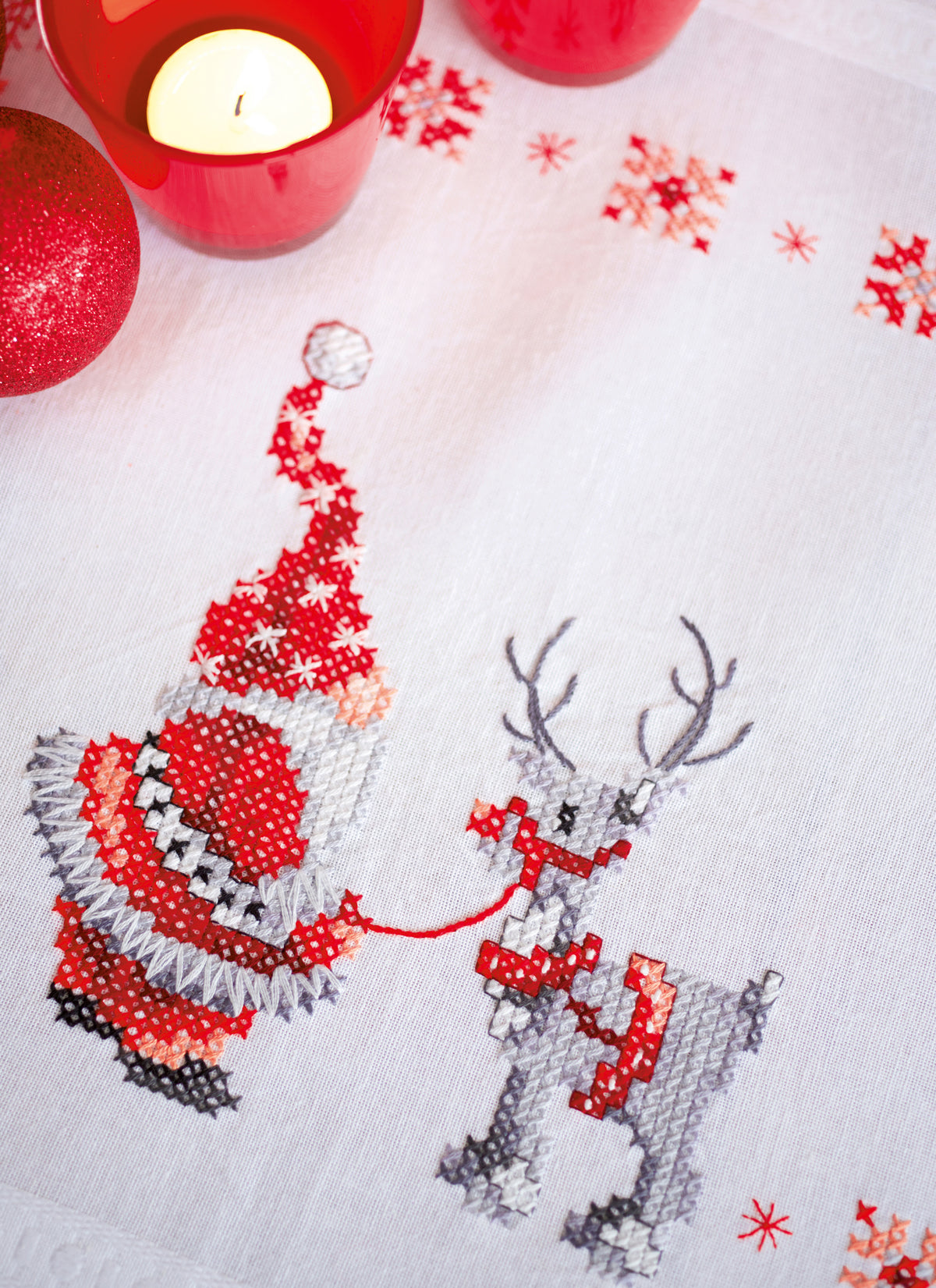 Christmas Elves embroidered table runner
