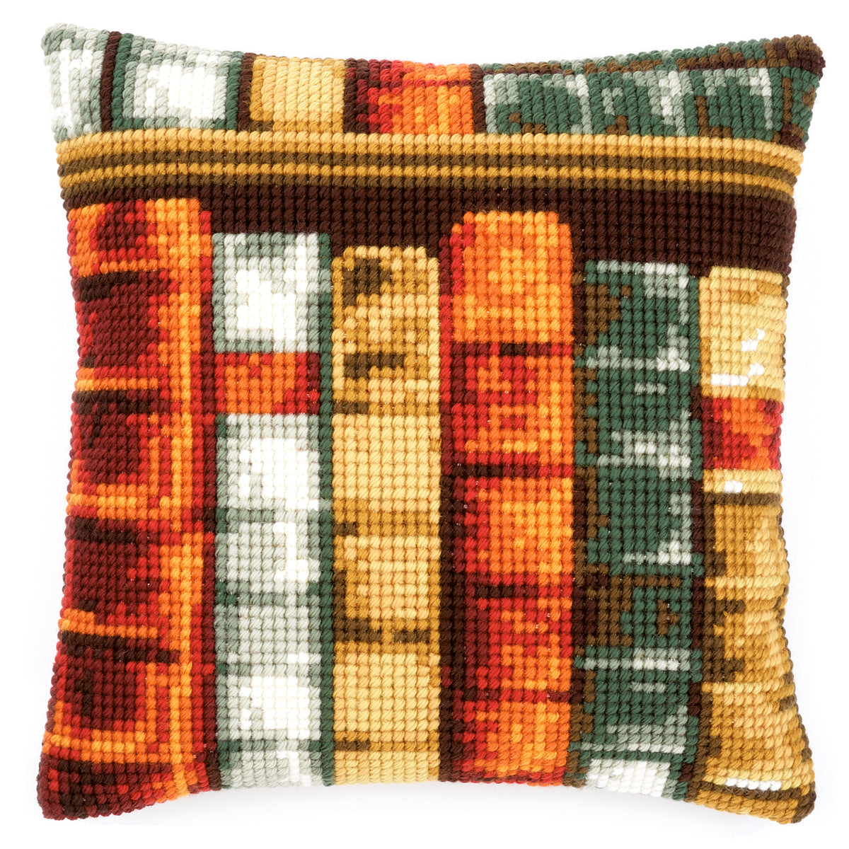 Stitched books cushion front