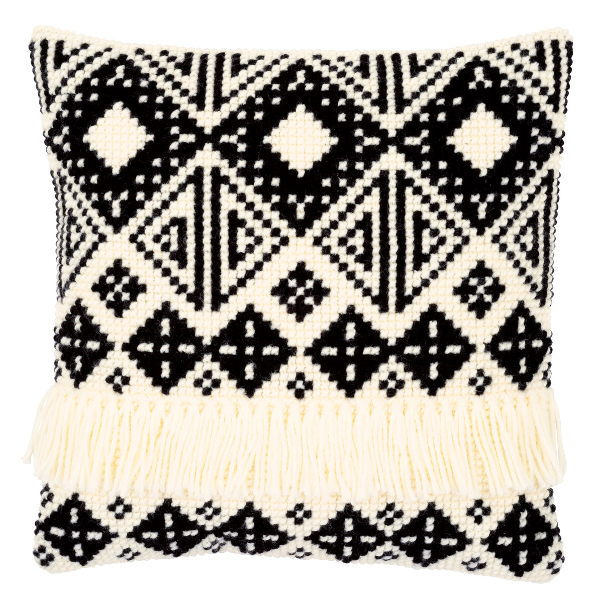 Stitched ethnic print cushion front