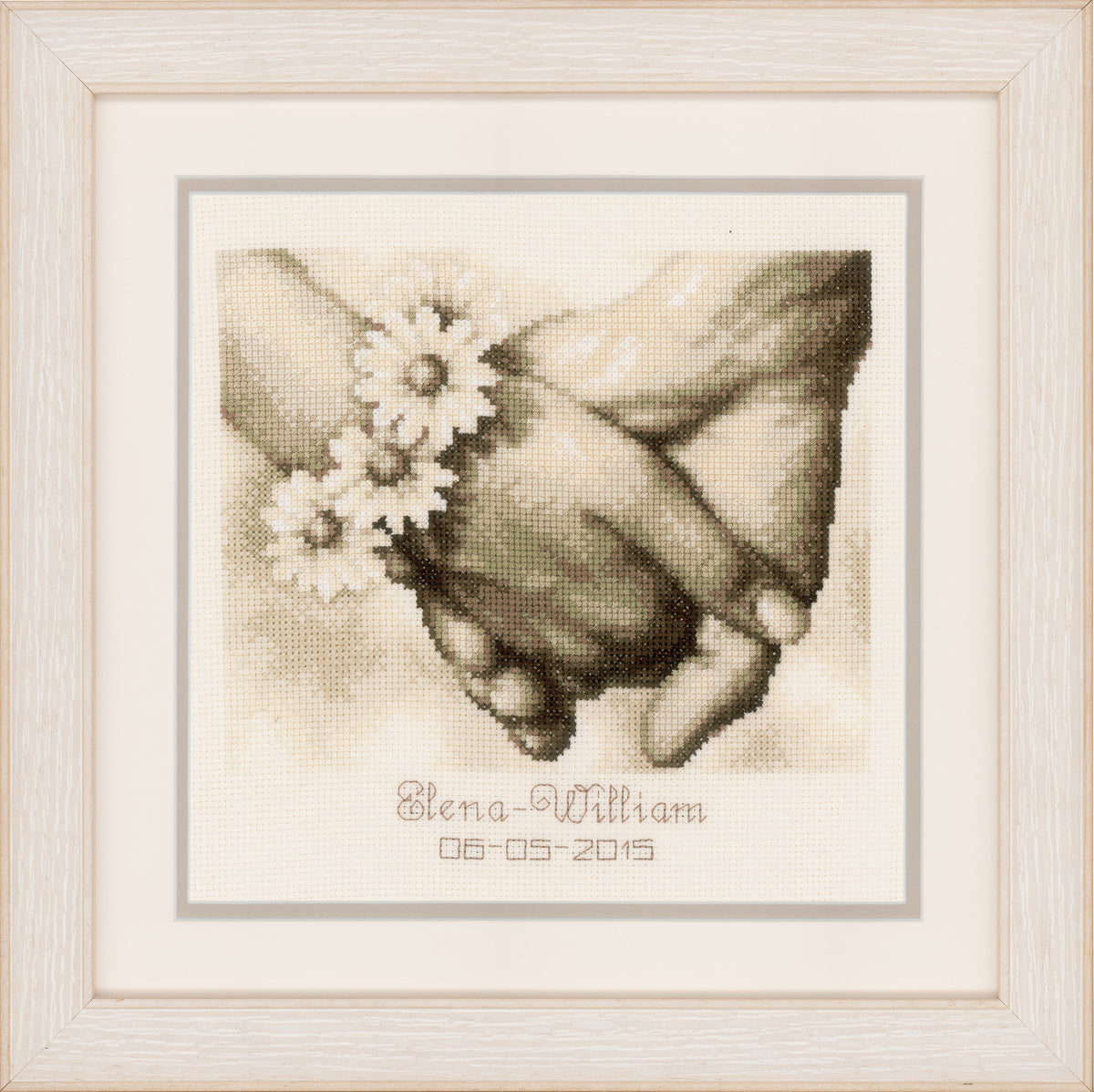 Just Married wedding record cross stitch design