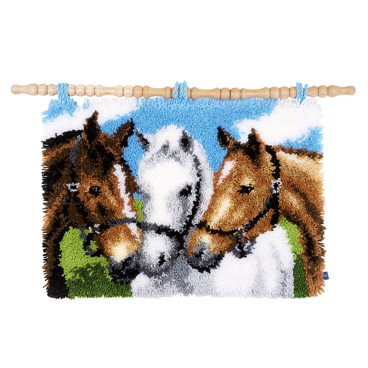 Latch hook rug with a horses design