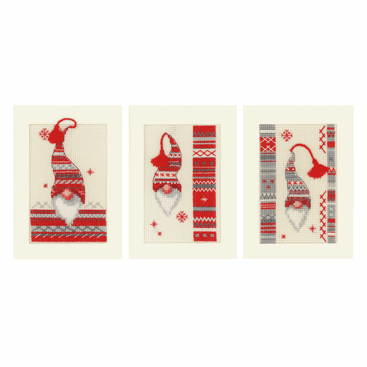 Counted Cross Stitch Greeting Card Kit - Christmas Elfs