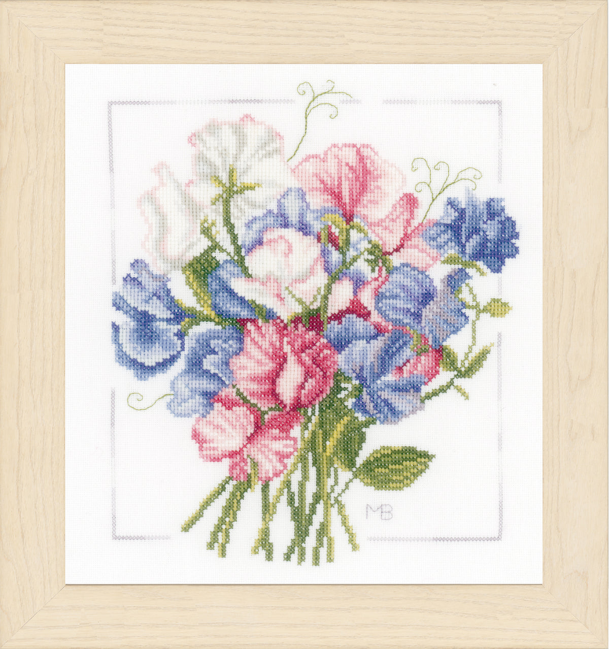 Colourful flower bouquet counted cross stitch design