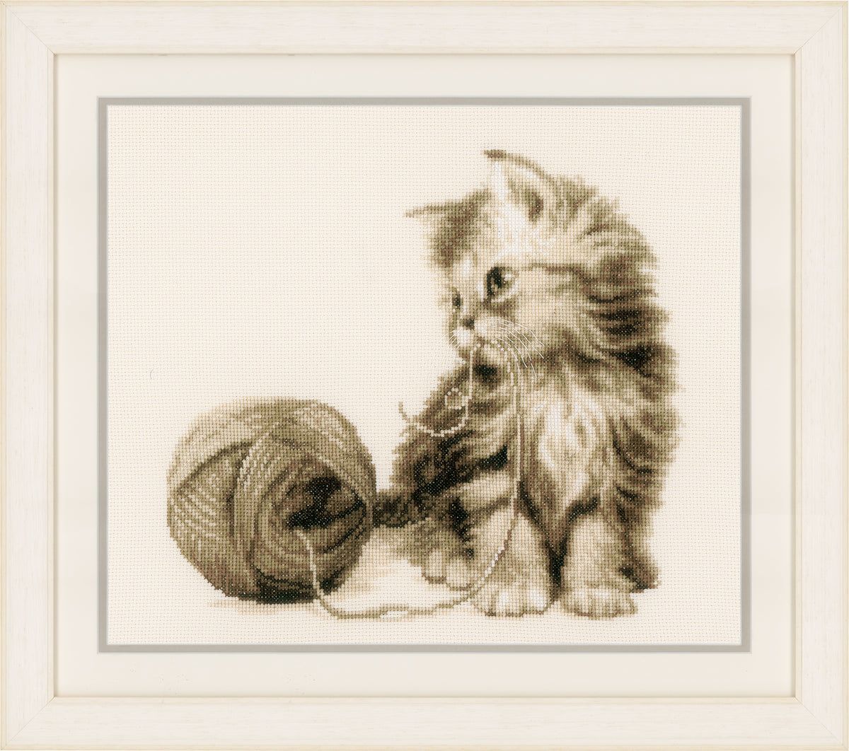 Finished Kitten counted cross stitch design