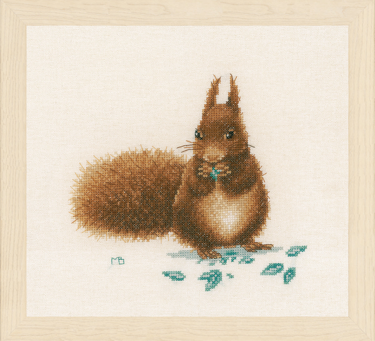Finished Lanarte squirrel cross stitch