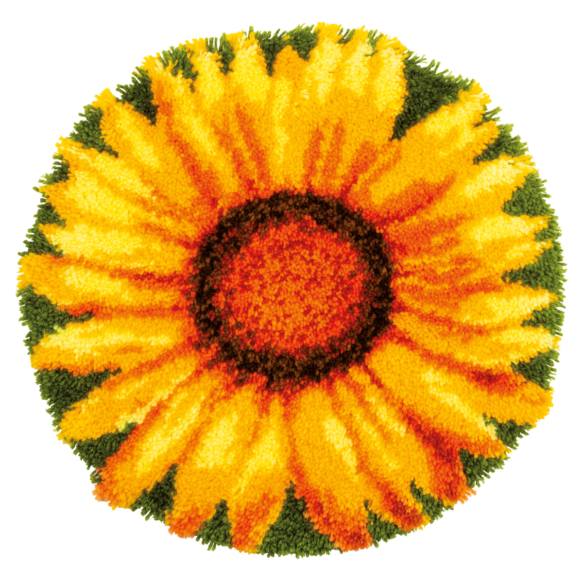 Sunflower shaped latch hook rug
