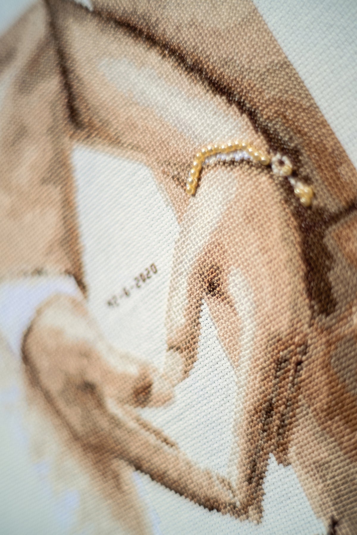 Cross stitch wedding design with a heart