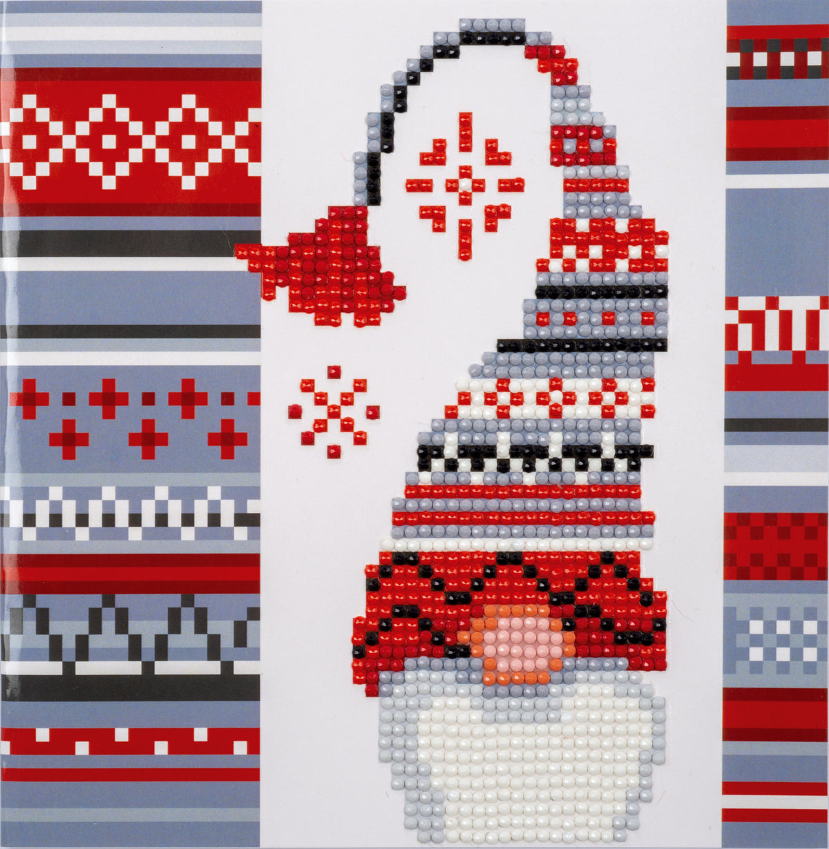 Diamond painted Christmas card with an elf design