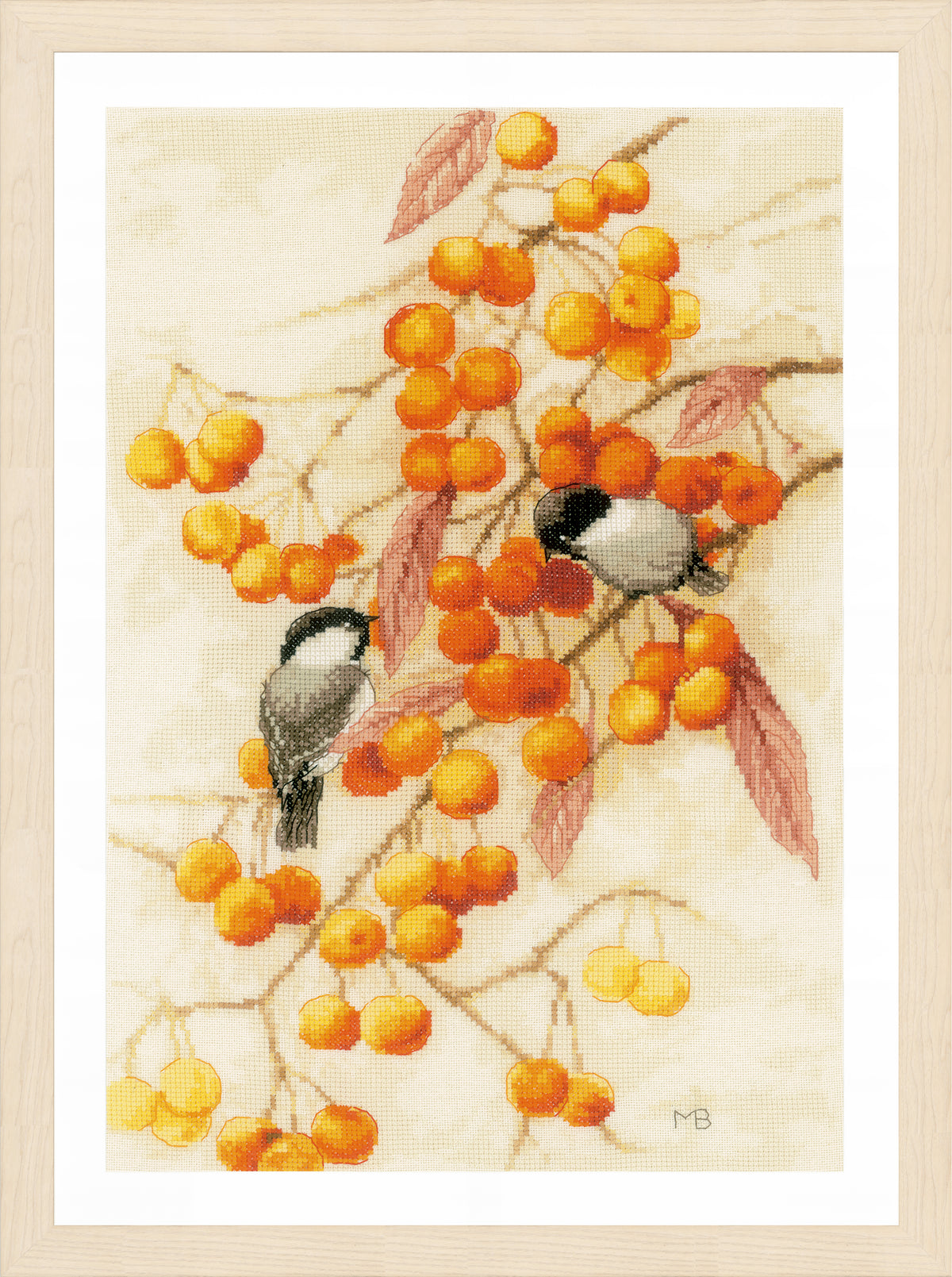 Cross stitch of oranges and fruit