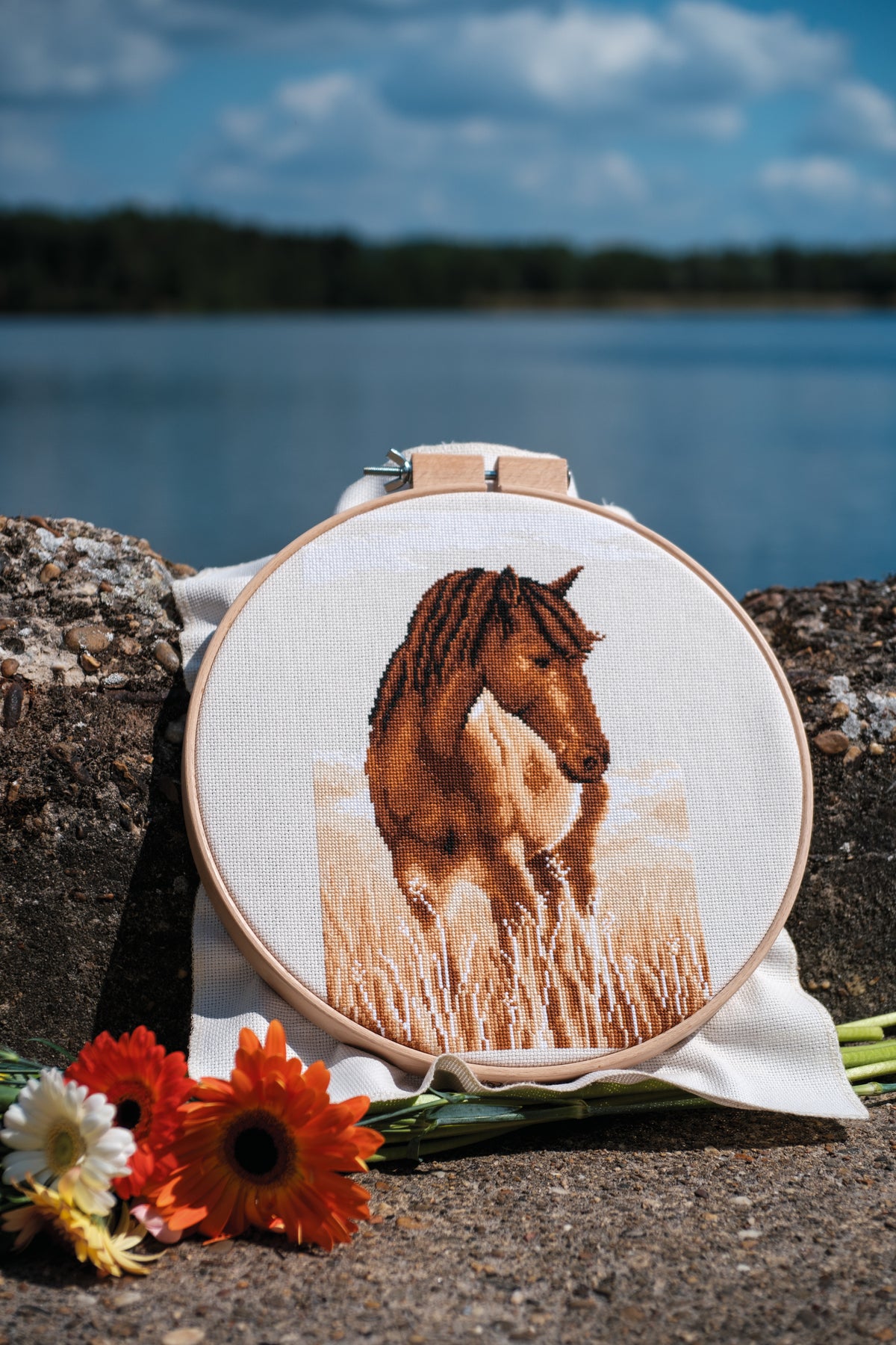 Vervaco Horse counted cross stitch kit showing the finished design