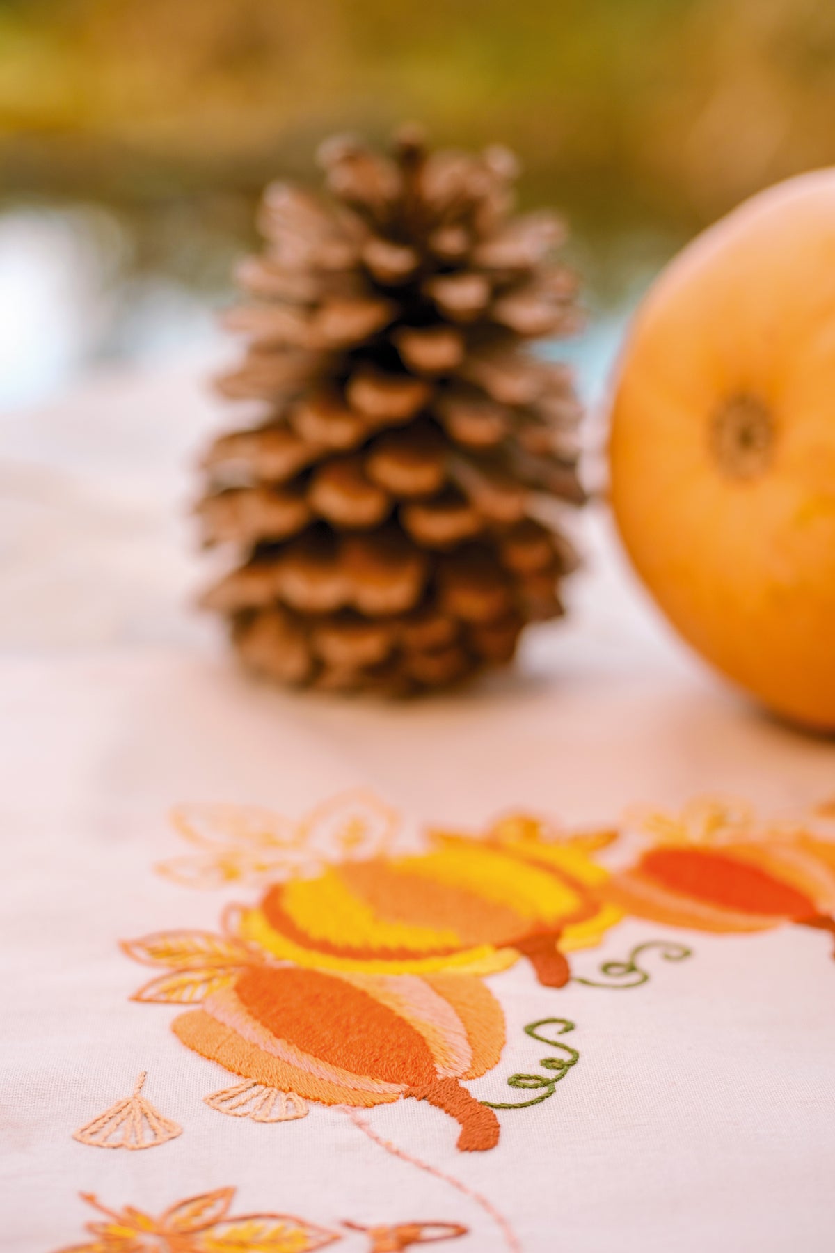 Vervaco Autumn Pumpkins embroidered tablecloth kit