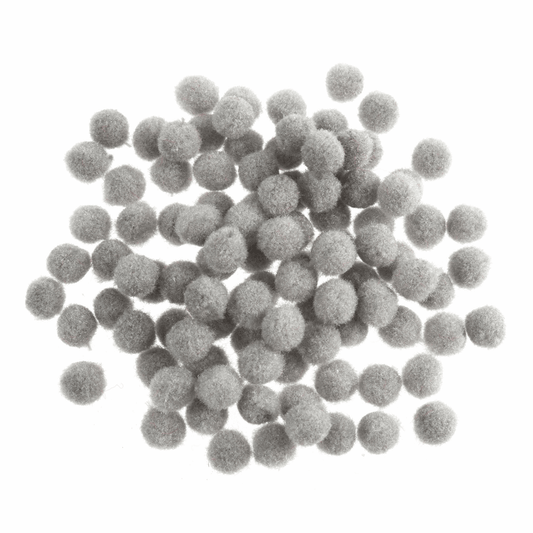 Trimits Grey Pom Poms - 7mm (Pack of 100)