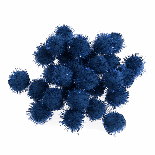 Trimits Metallic Royal Blue Pom Poms - 13mm (Pack of 100)