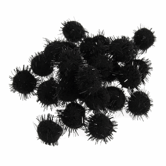 Trimits Metallic Black Pom Poms - 13mm (Pack of 100)