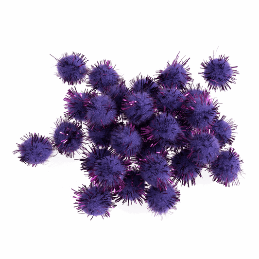 Trimits Metallic Purple Pom Poms - 13mm (Pack of 100)