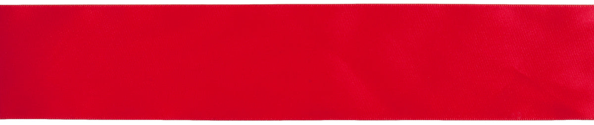 Reel of wide red satin ribbon