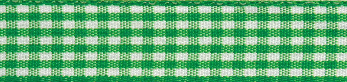 Reel of lime green with white two-colour gingham check ribbon