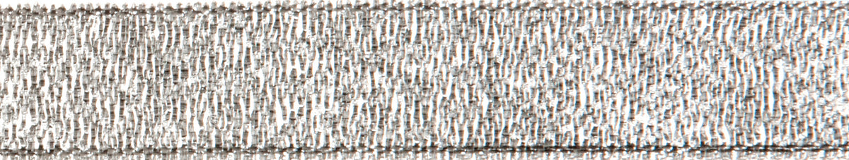 Reel of silver metallic ribbon
