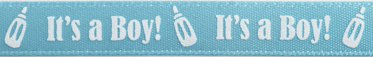 It's a Boy White/Blue Satin Ribbon - 4m x 10mm