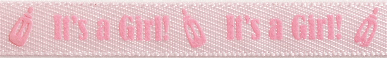 It's a Girl White/Pink Satin Ribbon - 4m x 10mm
