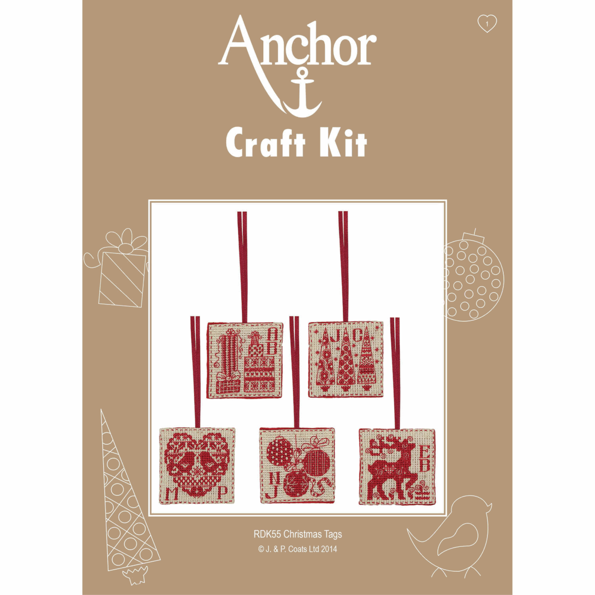 Cross Stitch Christmas Tag Kit (Set of 5)