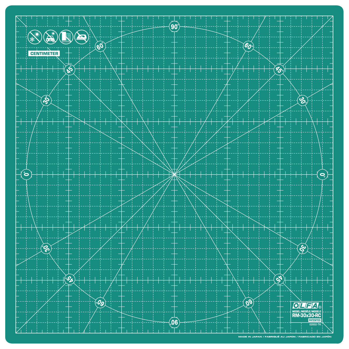 Square Olfa rotating cutting mat with grid markings