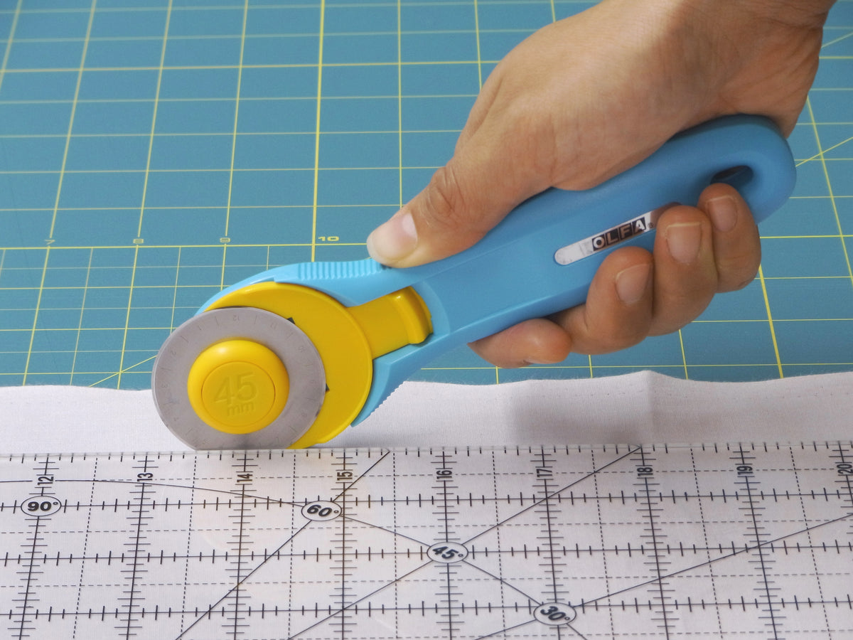 Olfa aqua and yellow 45mm rotary cutter