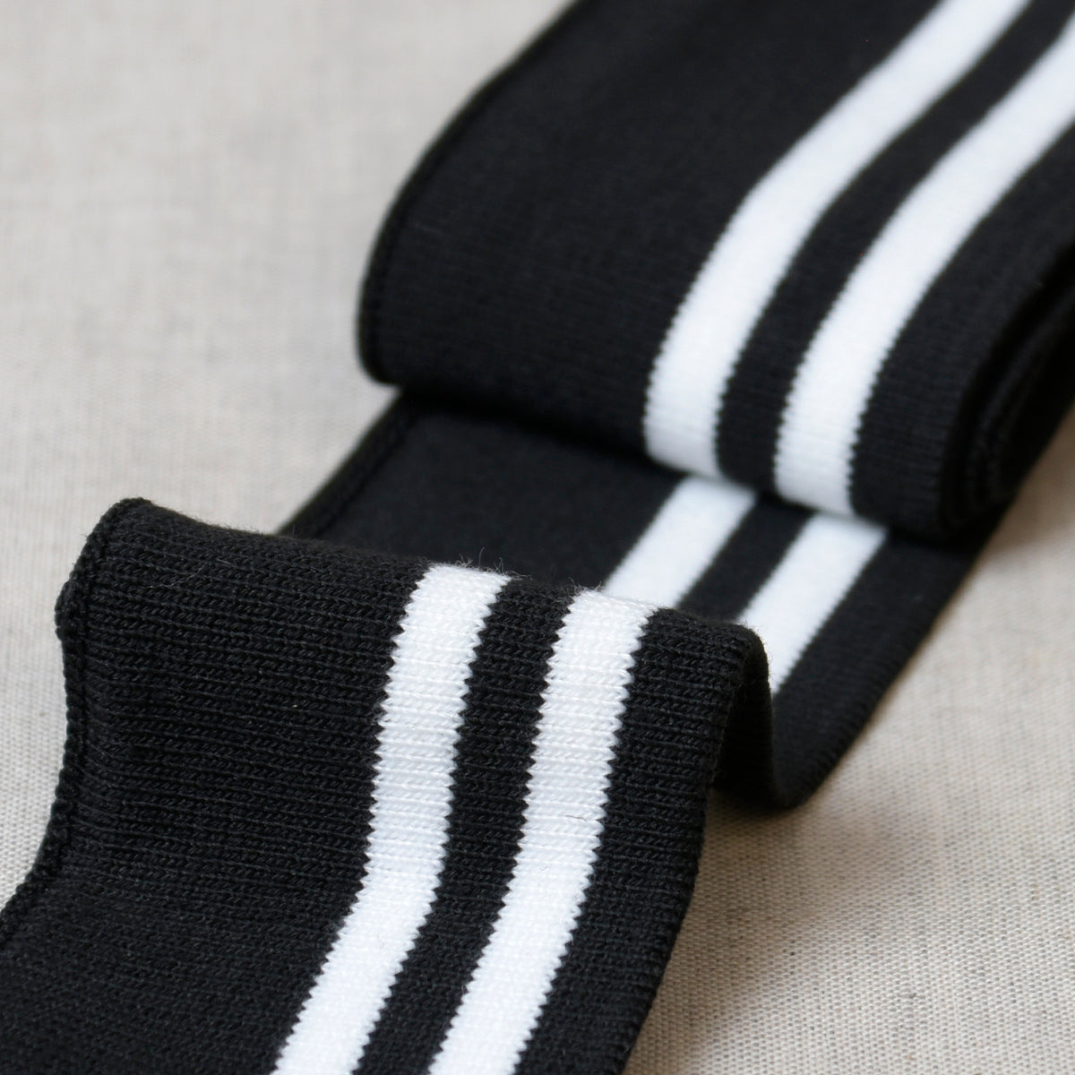Black/White stretch cuff and waistband trim