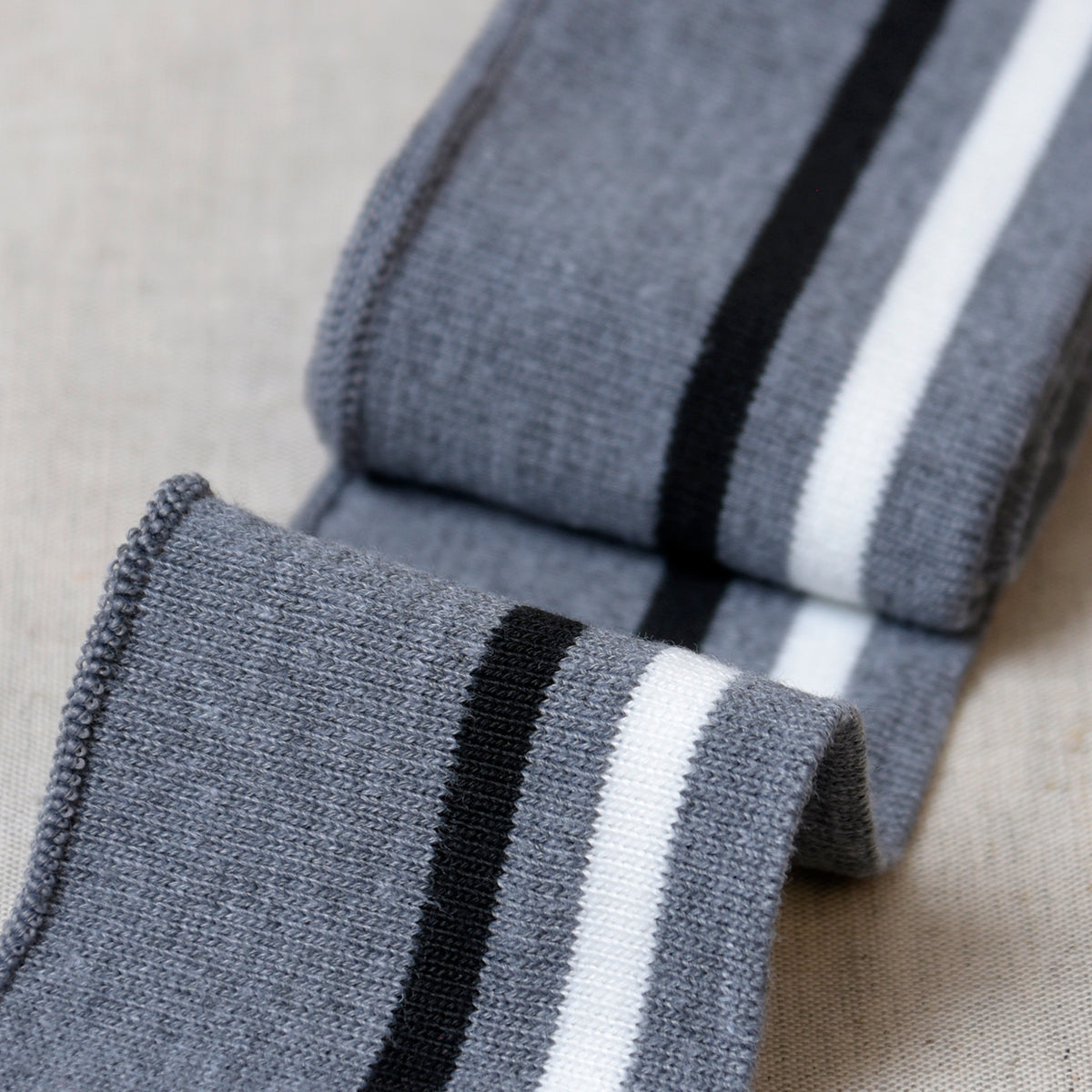 Grey/White stretch cuff and waistband trim