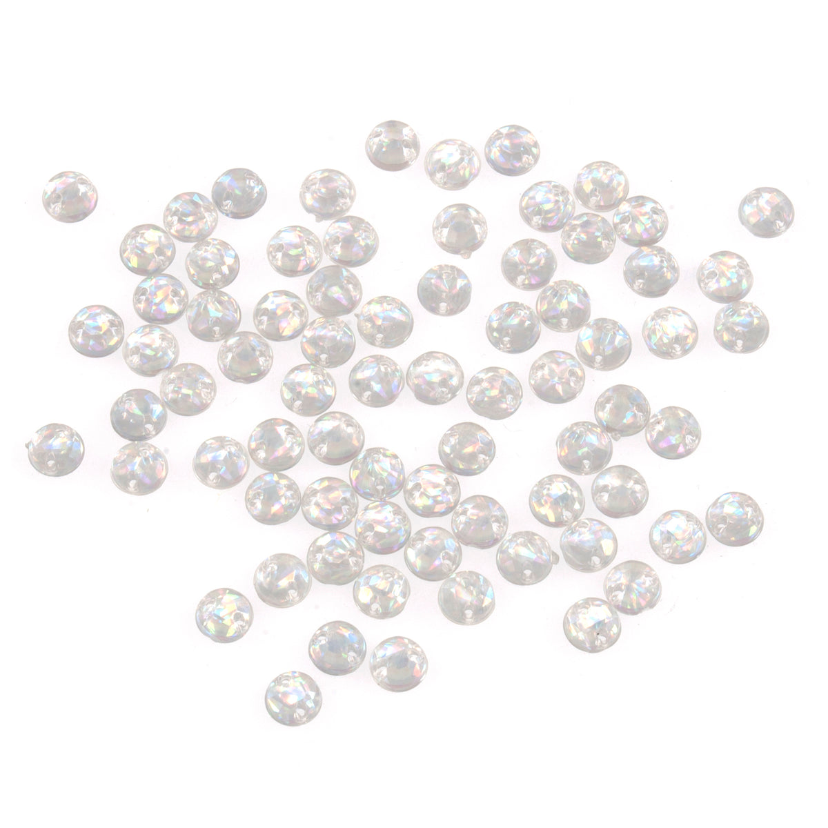 Iridescent round sew-on gems