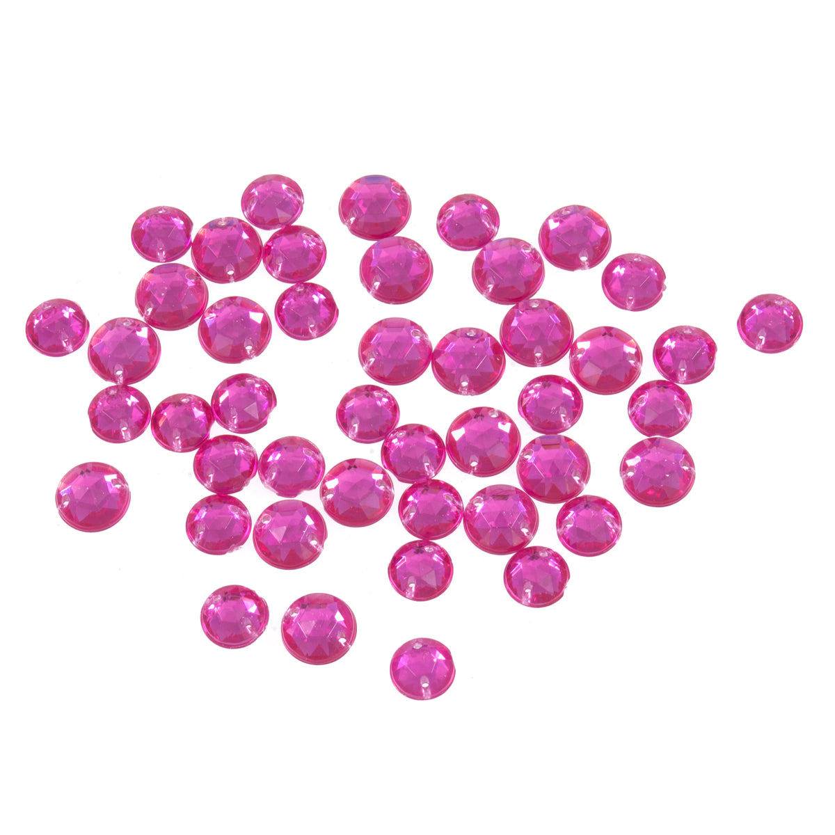 Fuchsia round sew-on gems