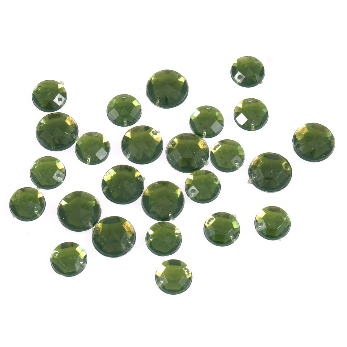 Green round sew-on gems
