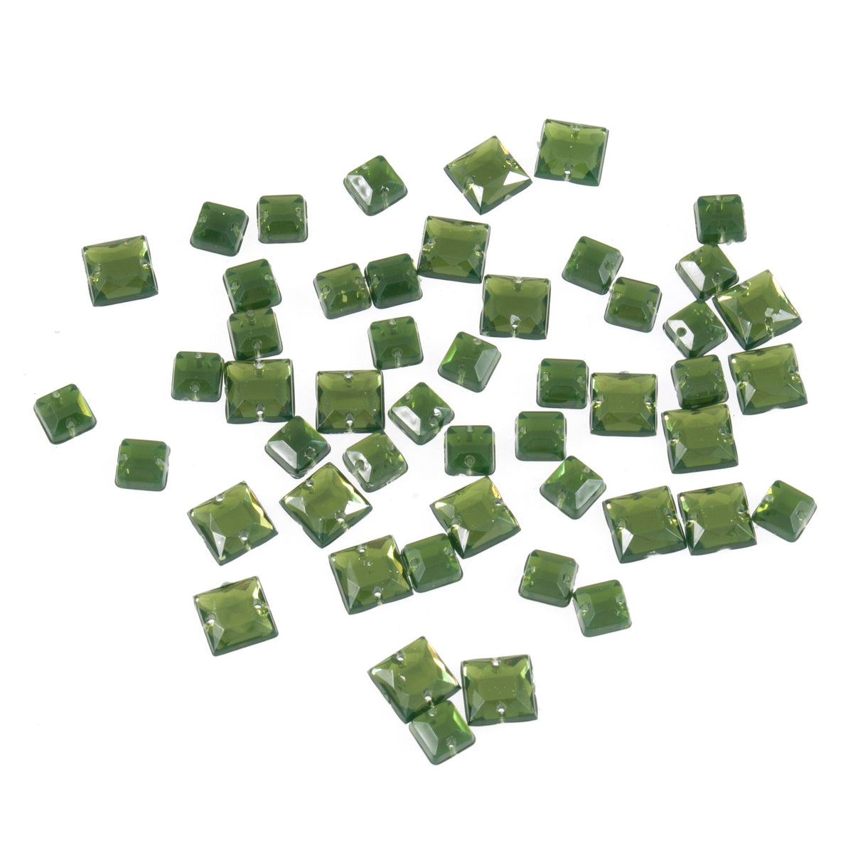 Pack of green square sew-on gems
