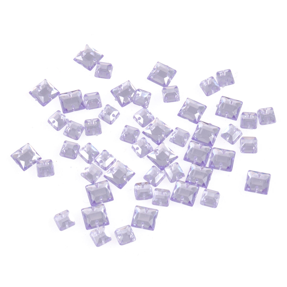 Pack of lilac square sew-on gems