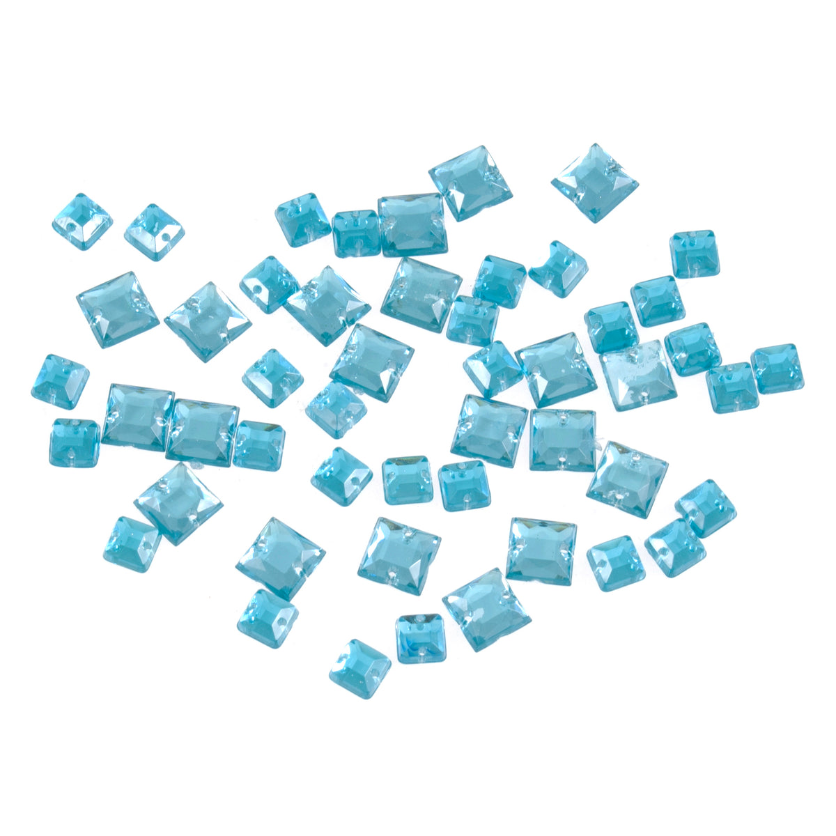 Pack of turquoise square sew-on gems