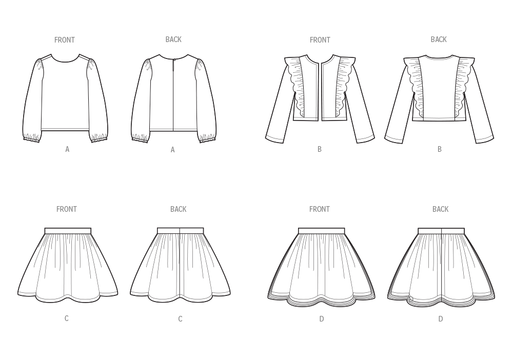 Simplicity S3044 sewing pattern envelope showing girls' casual wear designs