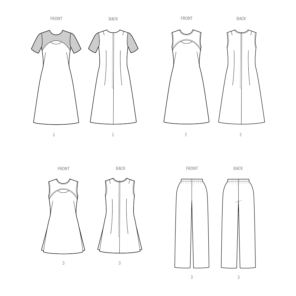 Simplicity S3049 sewing pattern envelope showing a vintage 1970s-style dress, tunic and trousers