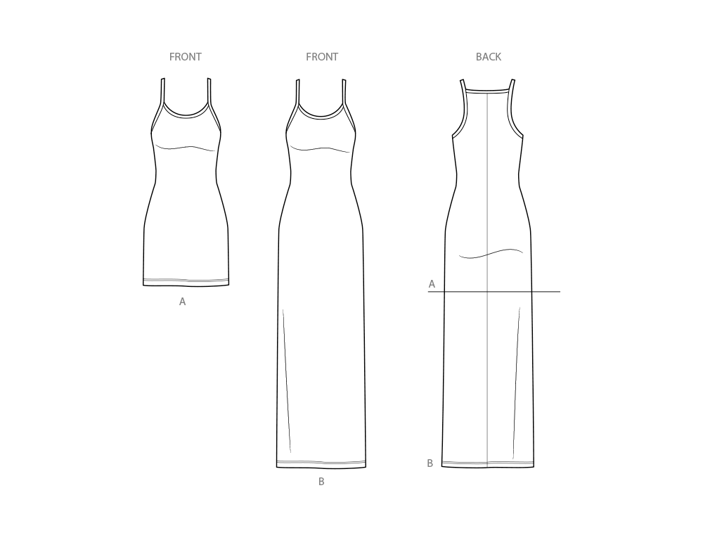 Simplicity S3064 sewing pattern envelope showing a racer back dress