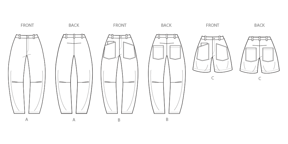 Simplicity S3069 sewing pattern envelope showing skirts and trousers with a fly front