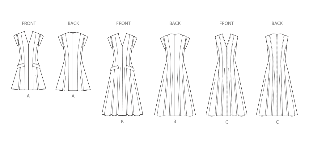 Simplicity S3097 sewing pattern envelope showing a V-neck dress with pockets