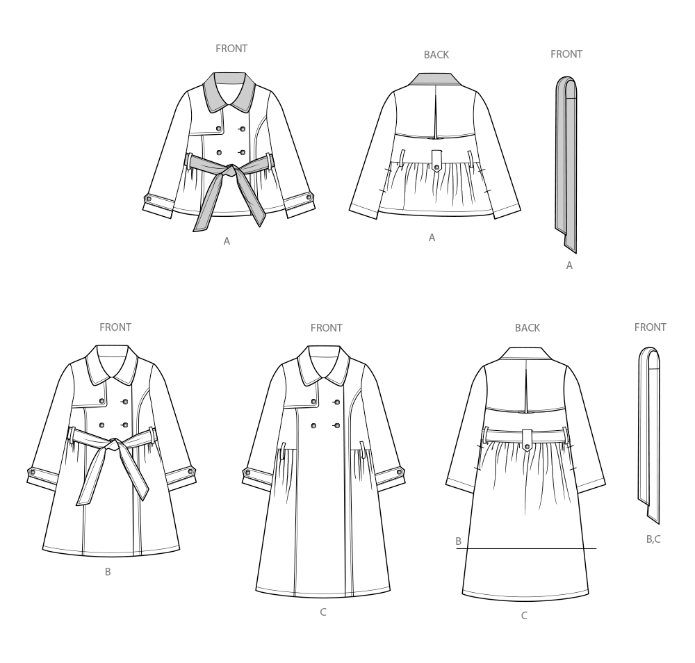 Simplicity S3114 pattern envelope showing girls wearing jackets and coats